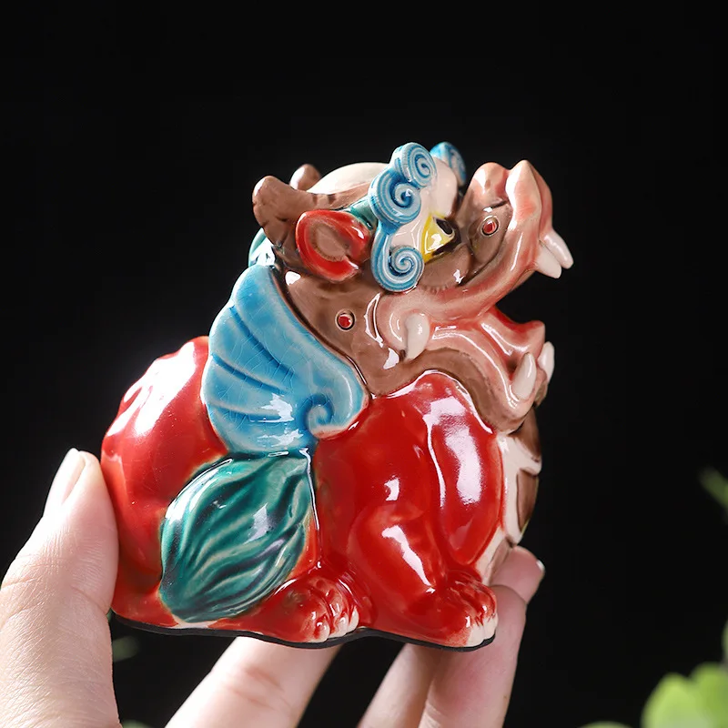 0041 Ceramic Bravery Golden Toad Tea Pet Creative Chinese Style Fortune Car Decoration Desktop Ornaments Room Decorations
