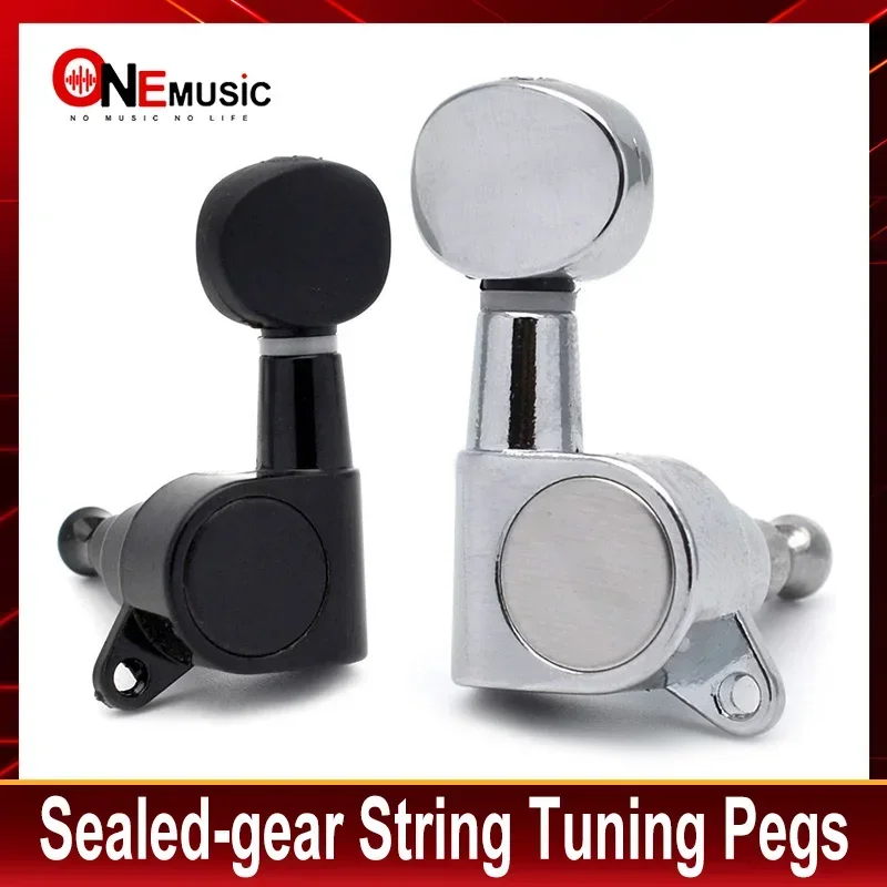 Small oval Concave Button Sealed-gear String Ukulele Tuning Pegs key Machine Tuners Heads Chrome Black for choose guitar tuning pegs