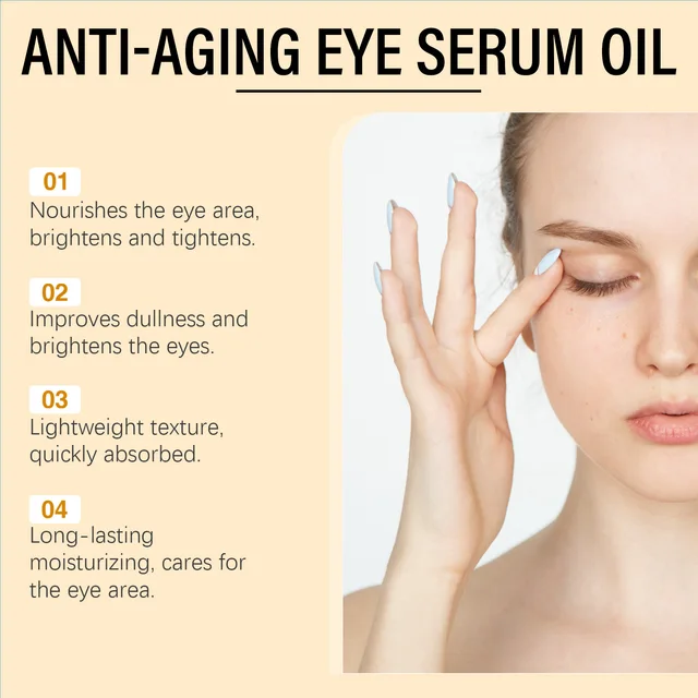 Anti Aging Eye Essence Oil Firming Brightening Reduce Wrinkle Fade Fine Lines Remove Puffiness Hydrating Smooth VC Eye Serum Oil 4