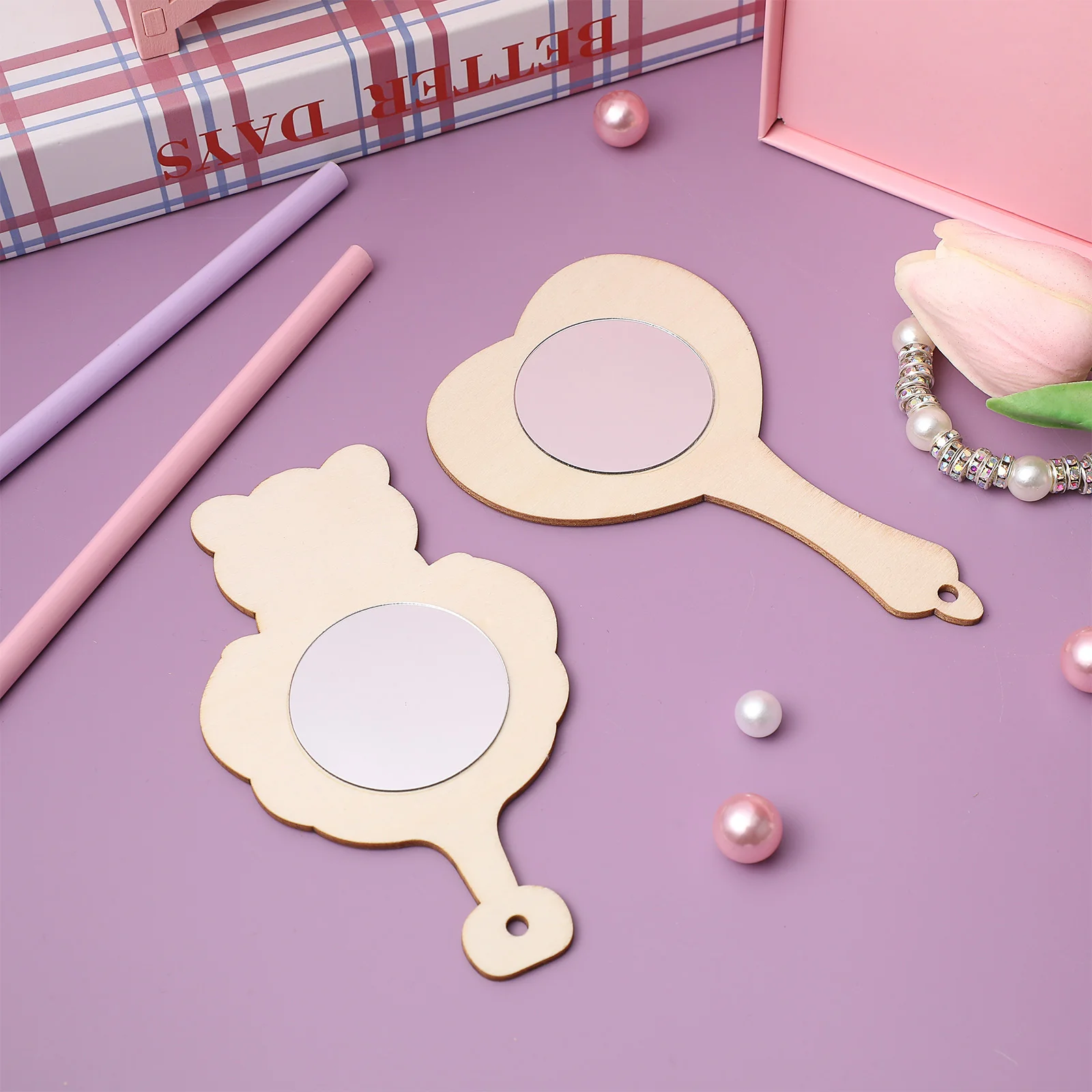 어린이용 나무 미니 거울, DIY 그림 거울, 휴대용 거울 장난감, 18 개