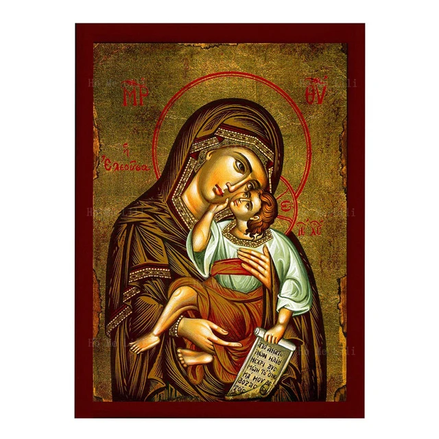 thumbnail image 1 of La Virgen María y Jesús, terapeuta, icono de Panagia, Madre de Dios, lienzo religioso bizantino ortodoxo, arte de pared para decoración de sala de estar, 1 of 5