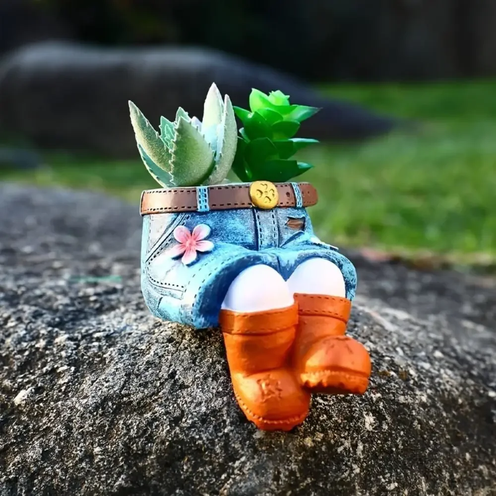 Denim Pants Flower Pot Durable Pastoral Styles Home Ornament Succulent Pot Resin Plant Containers flower pot,hydroponic flower pot,plant pot