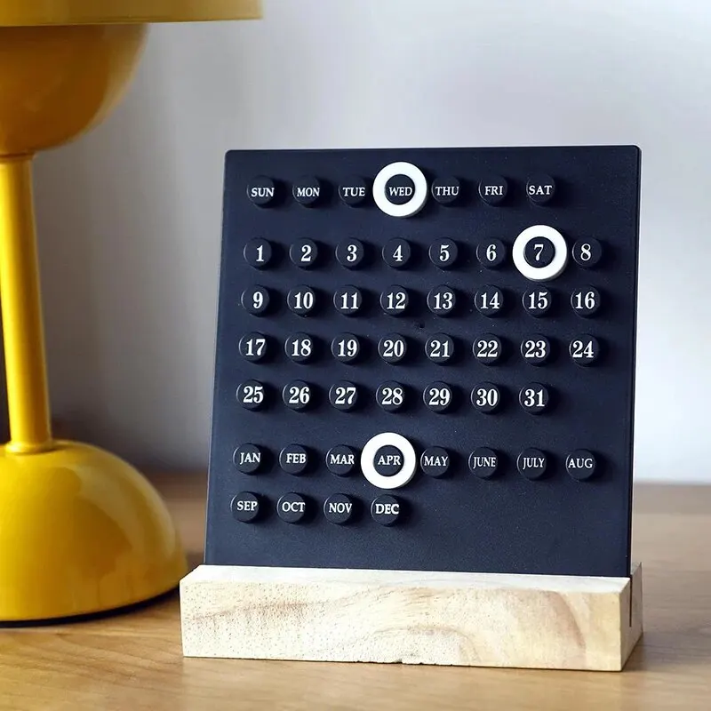 Wooden Calendar Ornament Acrylic Wooden Base Handmade DIY Office Desktop Home Decor