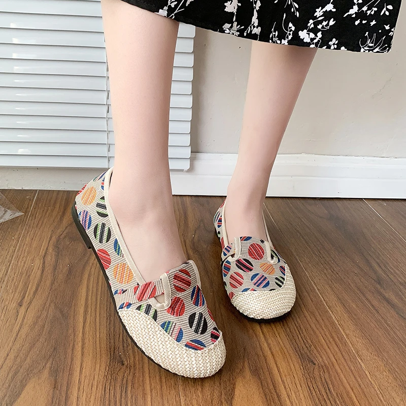 Women Loafers Women Fashion Ballet Flats Work Shoes Ladies Knitted Mesh Loafers Breathable Female Slip-On Boat Shoes Casual Sport Sneaker