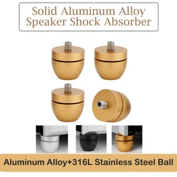 HiFi 4Pcs 33*30MM Aluminum Alloy+316L Stainless Steel Ball with M8 Screw Shock Absorber Pad Feet Stands for Speakers Amplifier