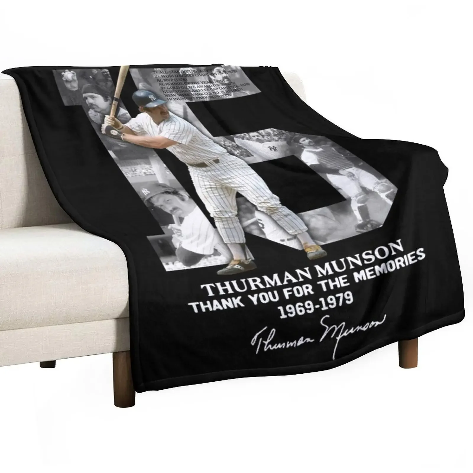 

Thurman Munson Thank You For The Memories 1969 1979 Signature Throw Blanket Tourist for sofa Blankets