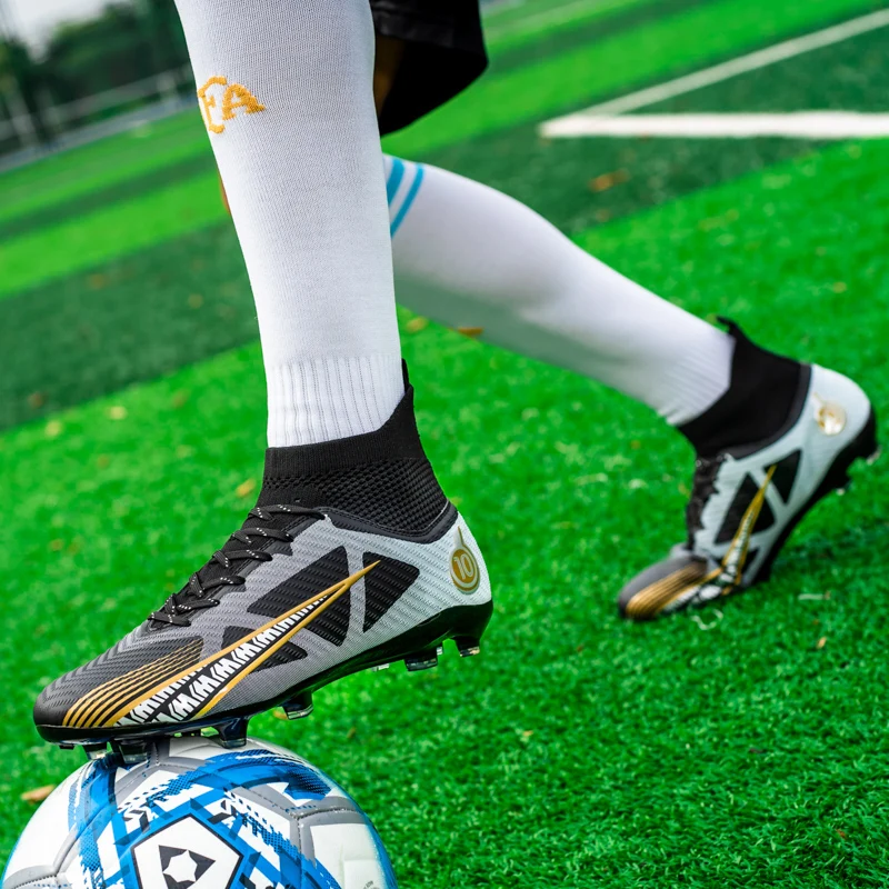 Soccer Shoes Men AG/TF Big Size To 47 High-top Outdoor Football Boots Kids Student Soccer Professional Contest Training Sneakers
