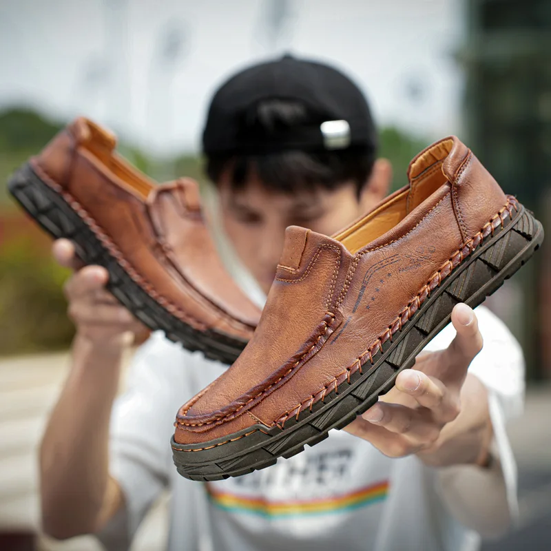 

2023 Spring and Autumn New Men's Shoes Casual Footwear Leather Shoes Men's Business Lazy Footwear Shoes Men's Large Shoes