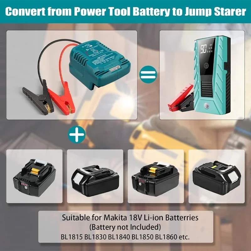 Milwaukee M18 Battery Jump Starter Cable - 3.28ft 8AWG Booster Clamps With Adapter | Jump Start Your Car Using Milwaukee Tool Batteries