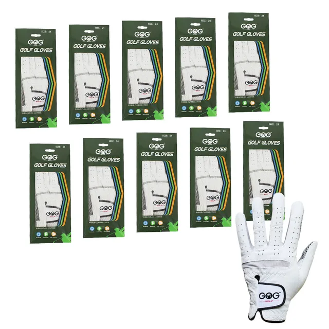 Golf Gloves For Men 10 Pcs Worn On Left Hand Leather Non Slip Breathable Durable White Golf Branded Gloves Wholesale Golf Gloves For Men 10 Pcs Worn On Left Hand Leather Non Slip Breathable Durable White Golf Branded Gloves Wholesale