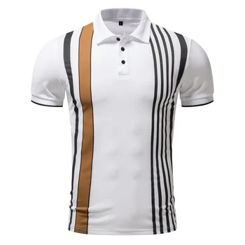 2025 New Summer Men's Polo Lapel Collar Striped 1