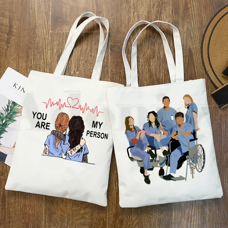 

Сумка-тоут Greys с анатомическим принтом, сумка для покупок «You Are My Person», холщовые сумки в стиле Харадзюку с надписью, сумки через плечо, подарки