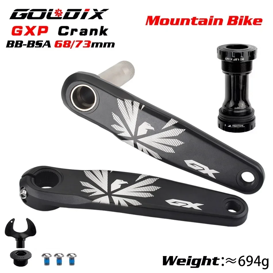 Pédalier Vélo VTT / Ville - Manivelle Creuse 175mm, Montage Direct 3 Boulons, Compatible BSA