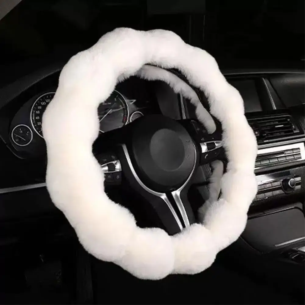 Lenkradbezug aus Plüsch und Gummi, Lenkradbezug aus warmer Wolle für Männer und Frauen, rutschfester Winter-Lenkradbezug für Autos, 1 Stück – Detail 8