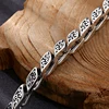 ZABRA Simple Men's S925 Silver Retro Bar Chain Old Tang Grass Pattern Bracelet Popular Fashion Retro Jewelry 3