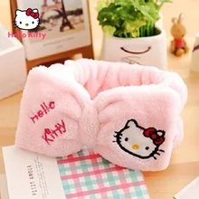 

Hello Kitty Storage Cute Girl Hair Band Wash Face Makeup Sports Hair Scarf Big Bow Flannel Headscarf