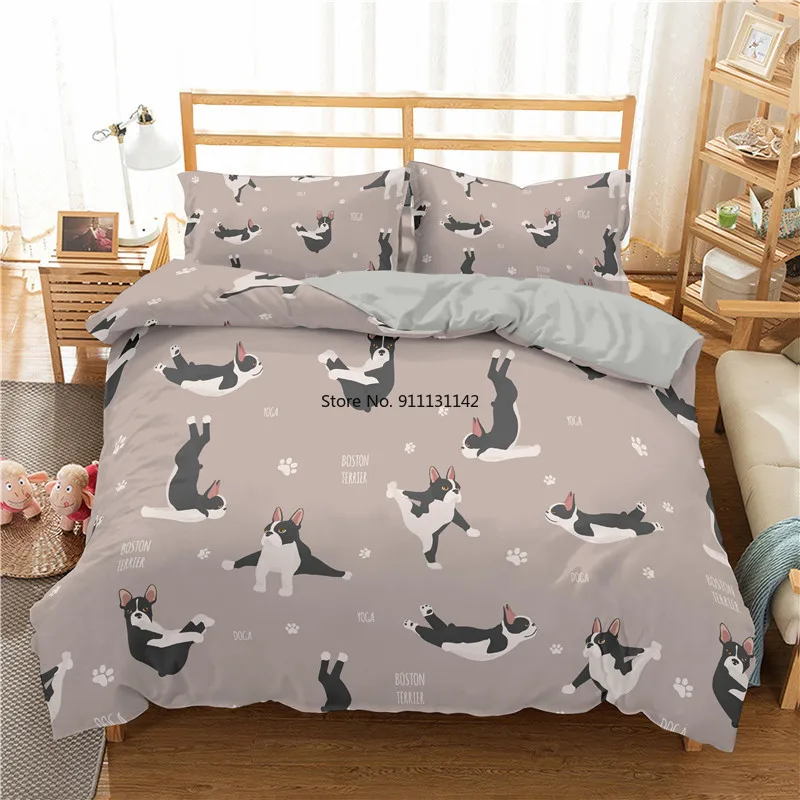 Cartoon Sausage Dog Pattern Down Bedcover Pillowcase 3D Cute Animal Bedding Set 2/3 Twin Queen Large Bedroom Cover 4