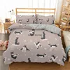 Cartoon Sausage Dog Pattern Down Bedcover Pillowcase 3D Cute Animal Bedding Set 2/3 Twin Queen Large Bedroom Cover 4