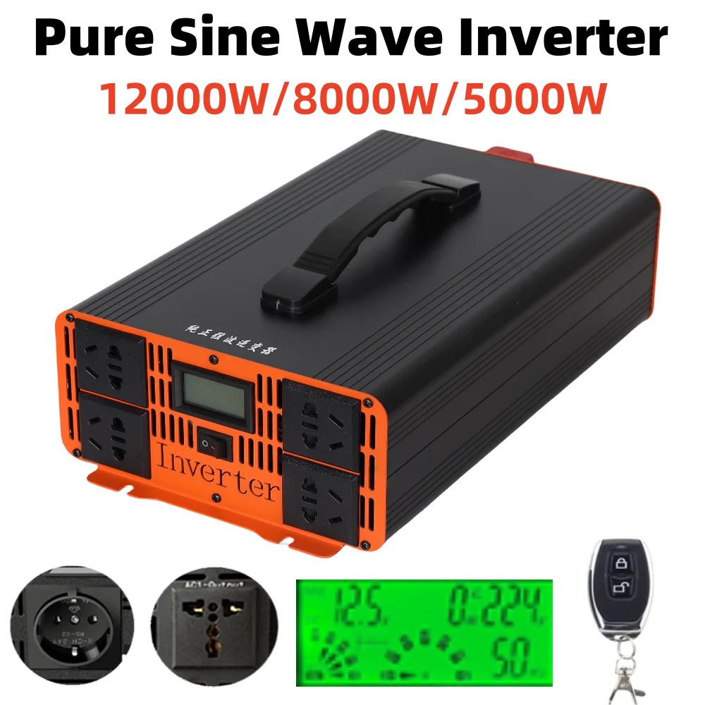 Inverter 12KW 8KW Pure Sine Wave Solar Power Inverter 12V 24V 48V To AC ...