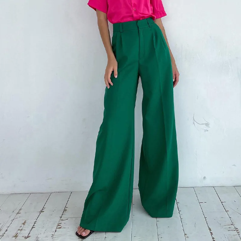Pantalon De Pierna Ancha Plisados A La Moda Para Mujer, Pantalon Largos Holgados Informal Harajuku, Ropa De Calle Elegante Y Lisa Para Verano 2021 - AliExprs 200000345