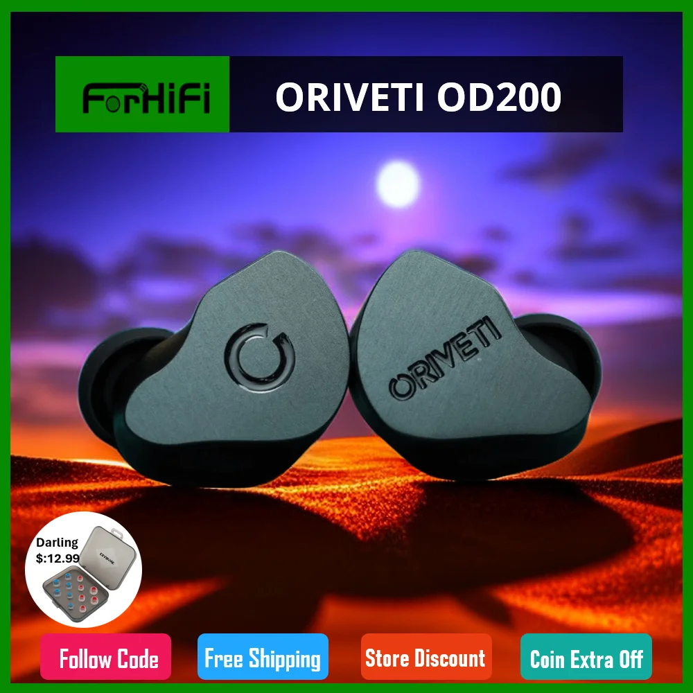 

ORIVETI OD200 Exclusive Be-Coated 9.8mm Dynamic Driver HiFi IEMs Wired CNC Milled Metal Music In Ear Monitor with 3-in-1 Plug