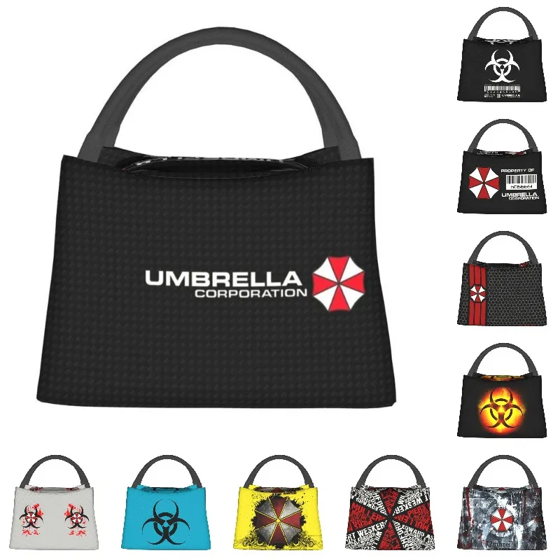 

Изолированные сумки для ланча Umbrella Corporation с логотипом для женщин, водонепроницаемый термоохладитель для видеоигр, коробка для бенто, для работы и пикника