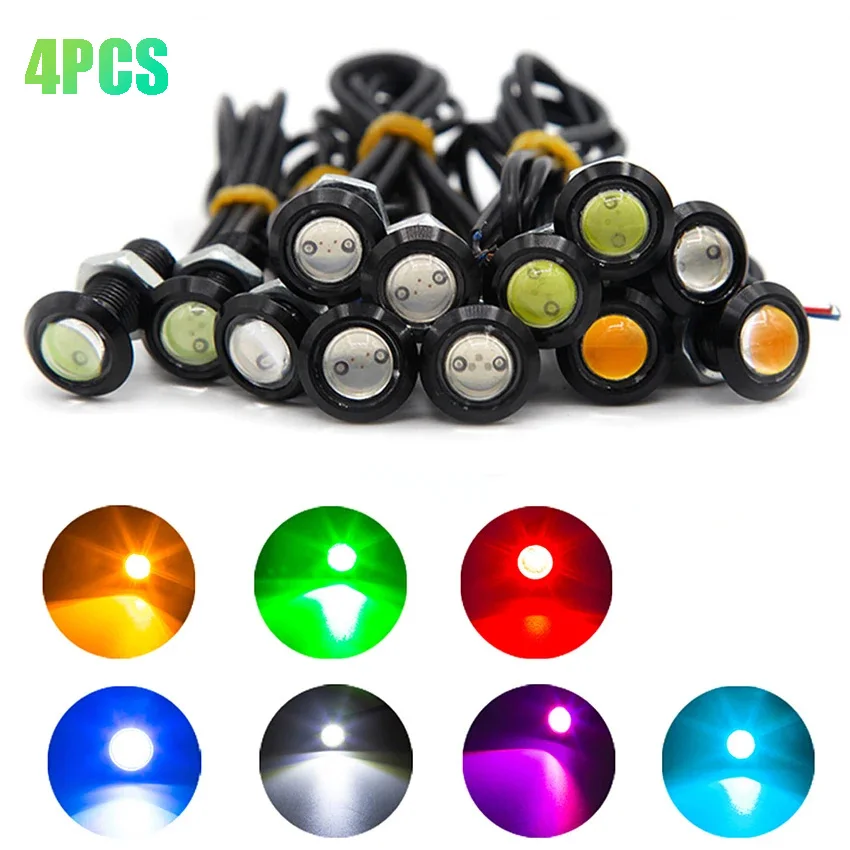 Led daytime running lights 4Pcs/Lot 18MM eagle eye for motorcycle car signal fog lamp auto accessories