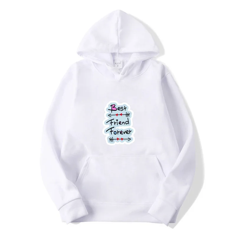 

Best Friend Forever Printed Loose Hoodie Women Casual Spring Long Sleeve Hooded Sweatshirts Pullover Sport Sweater