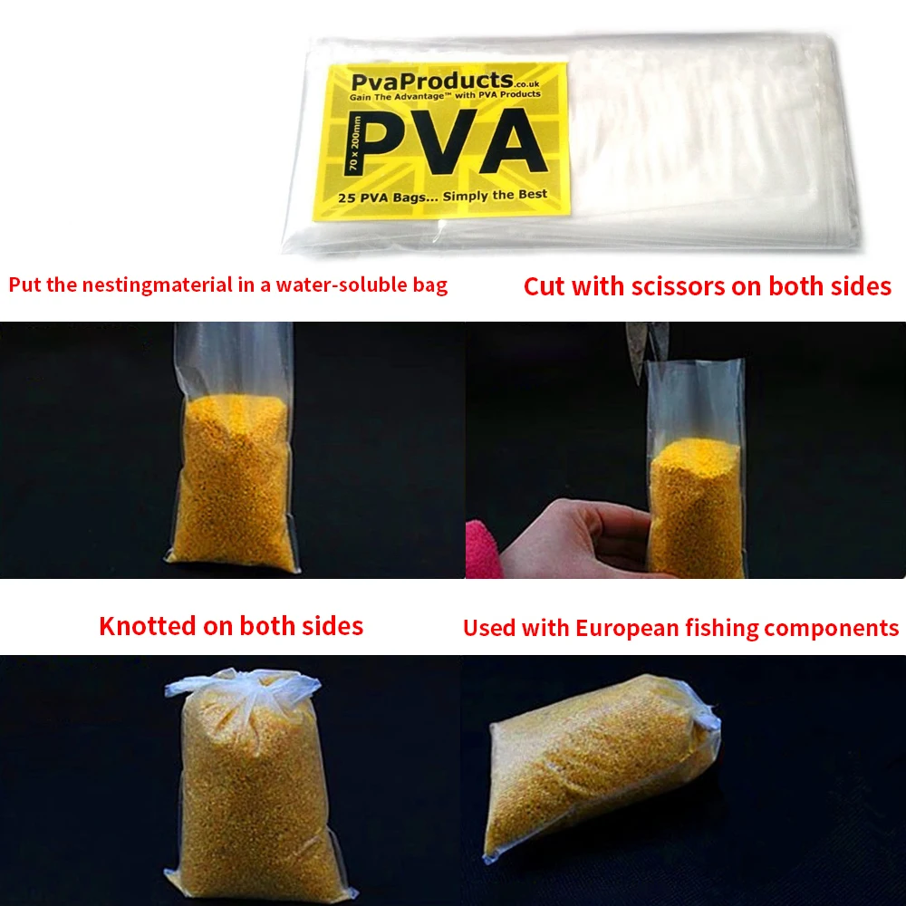 

50PCS Carp Fishing PVA Bags Fast Dissolving Environmental Fishing Material Tackle Carp Bait Bags 5*10cm 7*10cm etc.