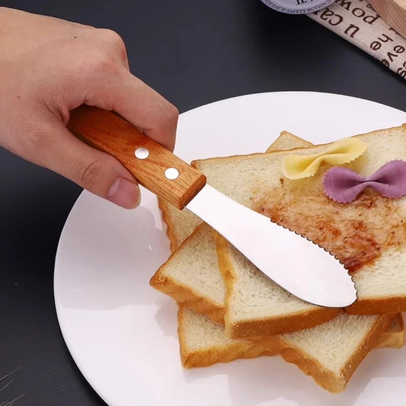 Cheese Butter Knife 1Pc Stainless steel cream cheese butter knife wooden handle sandwich cheese and jam spread tool kitchen utensils