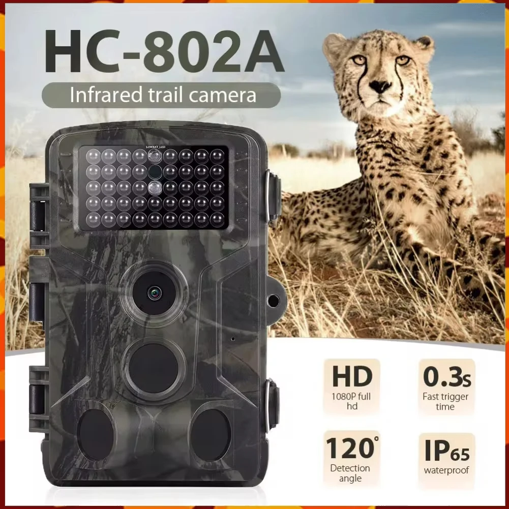Outdoor Hunting Trail Camera HC-802A Wildlife 24MP 2.7K 0.3s Trigger Night Vision Motion Detection Scouting Photo Traps Track