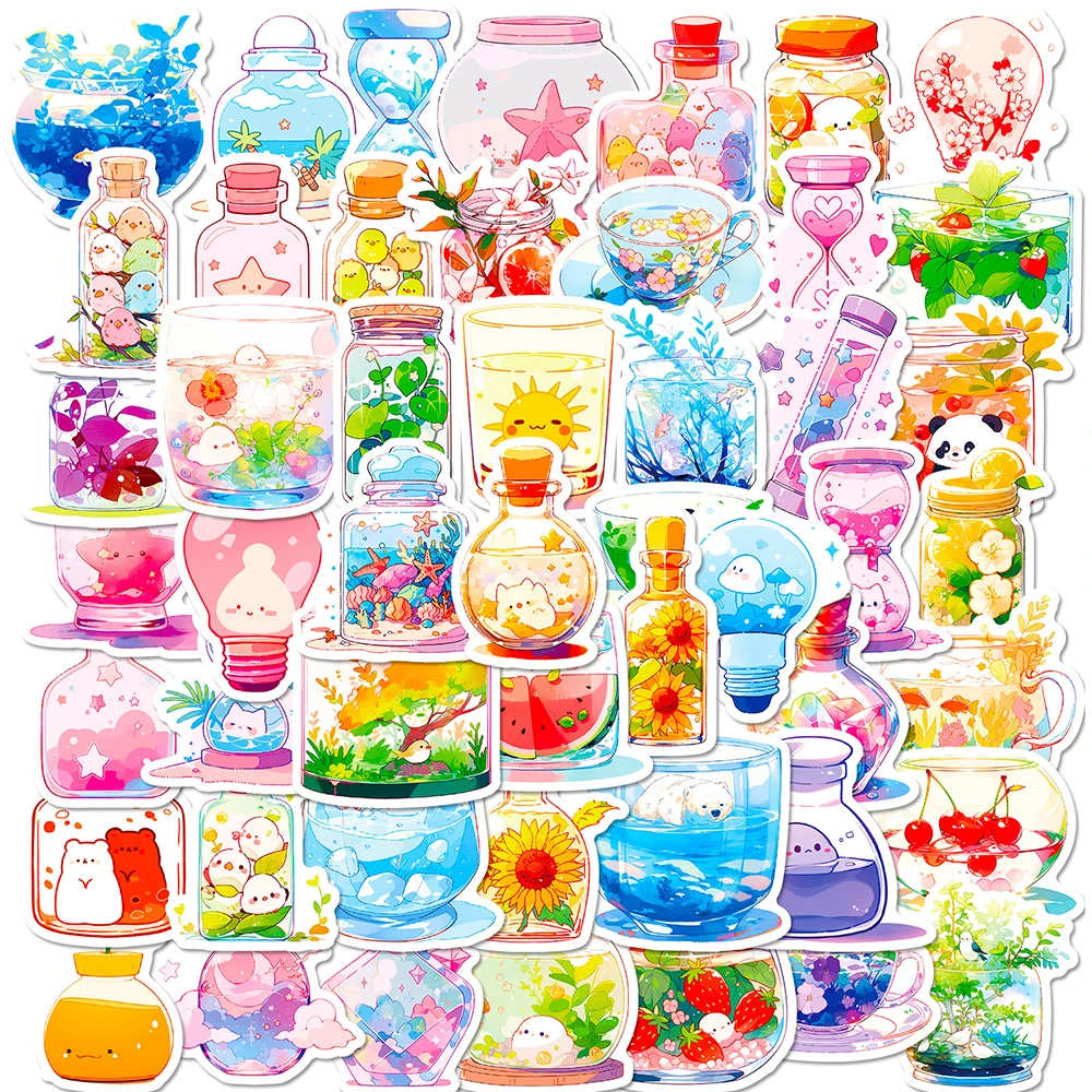 10/30/50PCS Simple Bottle World INS Style Aesthetic Stickers DIY Skateboard Laptop Helmet Phone Luggage Car Decals for Kid Gift 50pcs teacher stickers aesthetic teachers day vinyl waterproof stickers for water bottle laptop luggage helmet skateboard