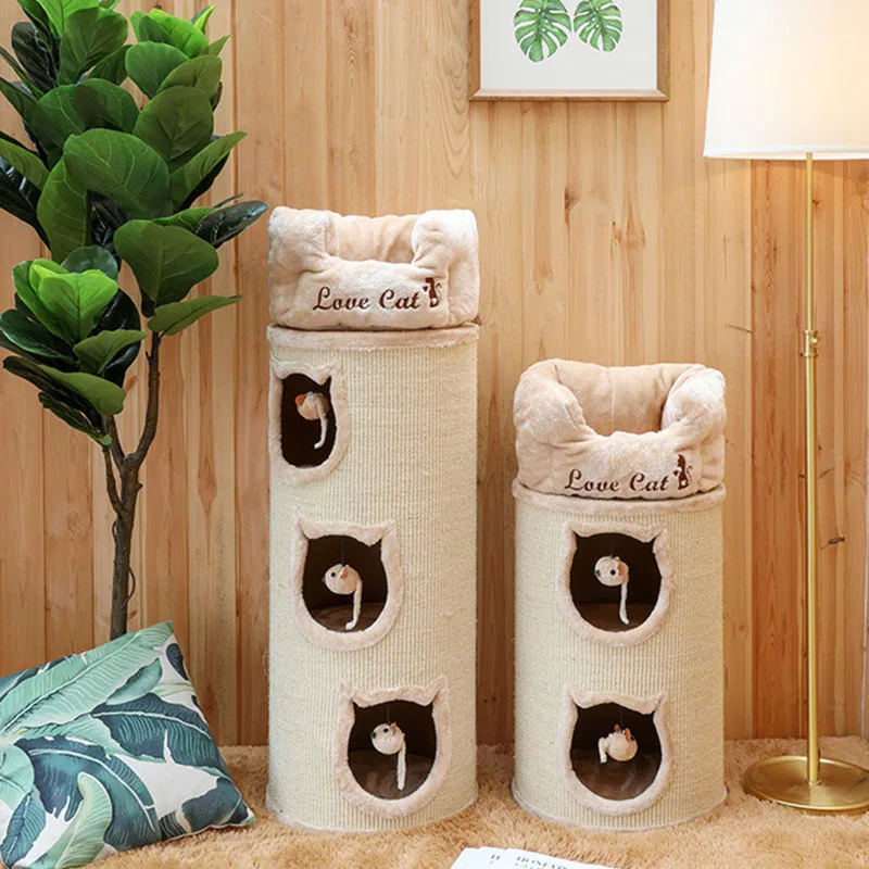 

Cat Climbing Frame Cat Litter Cat Tree One Sisal Barrel Multi-layer Litter Winter Warm House Pets Supplies