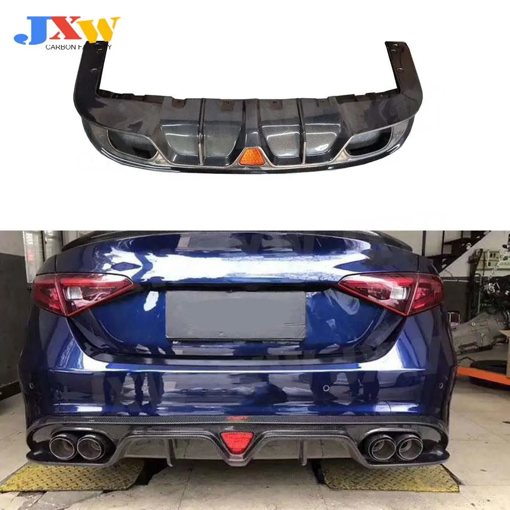 

Carbon Fiber Rear Lip Diffuser Spoiler For Alfa Romeo Giulia Sedan 4 Door 2016 2017 With Lamp Bumper Guard FRP