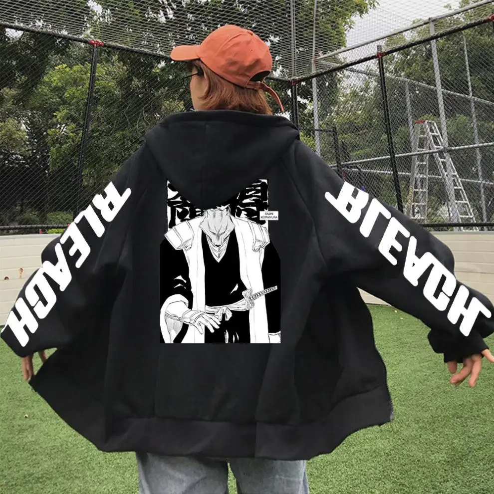 

Y2k Anime BLEACH Komamura Sajin Men/Women Hoodie Goth Punk Harajuku Zip Print Unisex Streetwear Harajuku Oversize Tee Tops