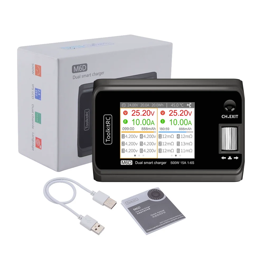 ToolkitRC M6D 500W 15A DCデュアルチャンネルMINIスマ Amazon | ToolkitRC M6D 500W 15A DCデュアルチャンネルMINI