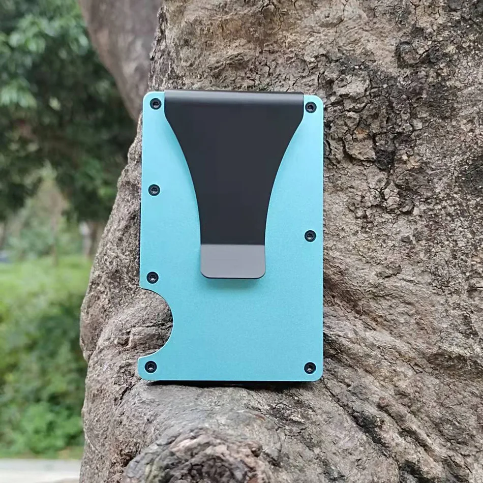 Luxury Designer RFID-Blocking Aluminum Card Holder with Metal Money Clip