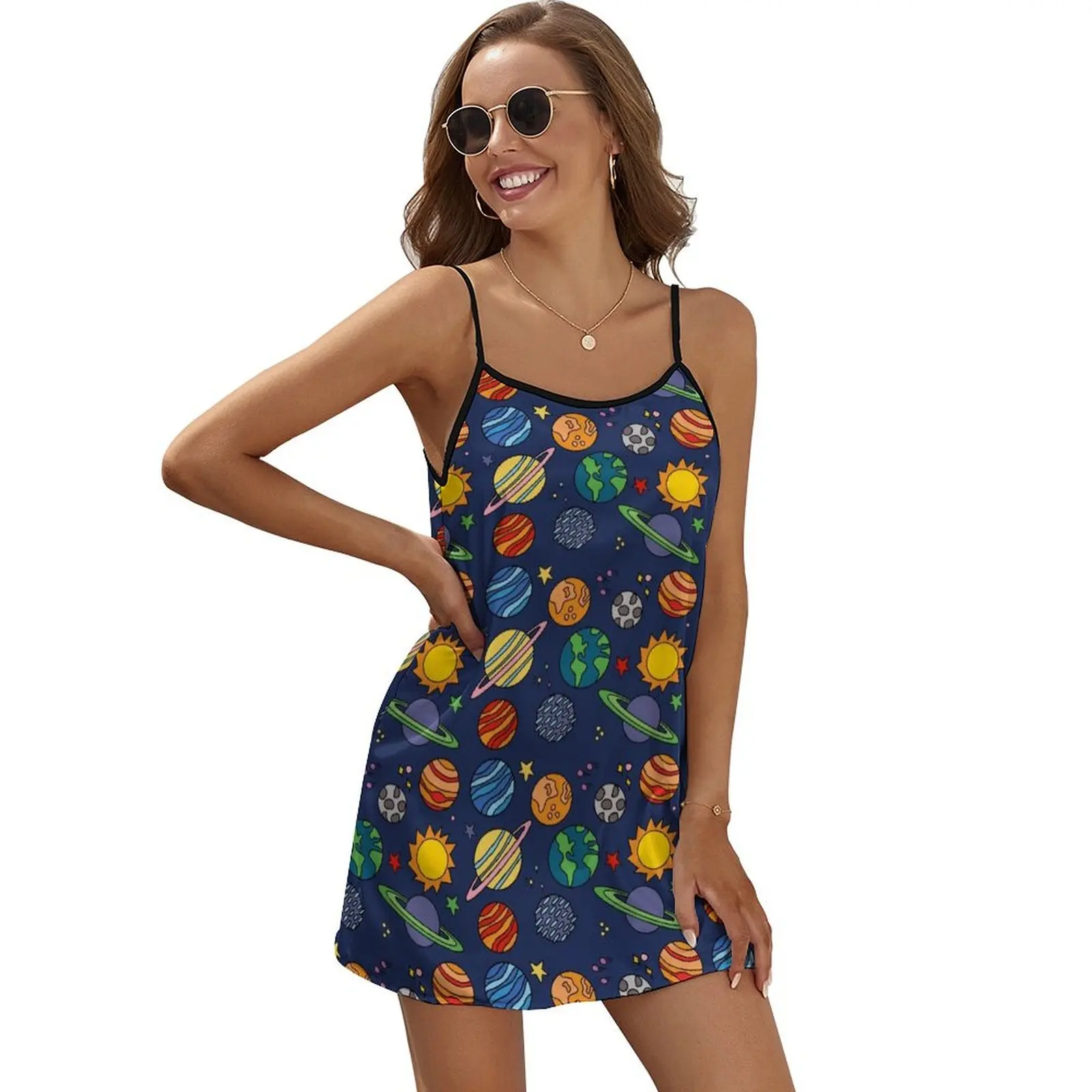 

Planet Print Space Earth Astronomy Science Sleeveless Dress purple dress dress dresses luxury women's party evening prom