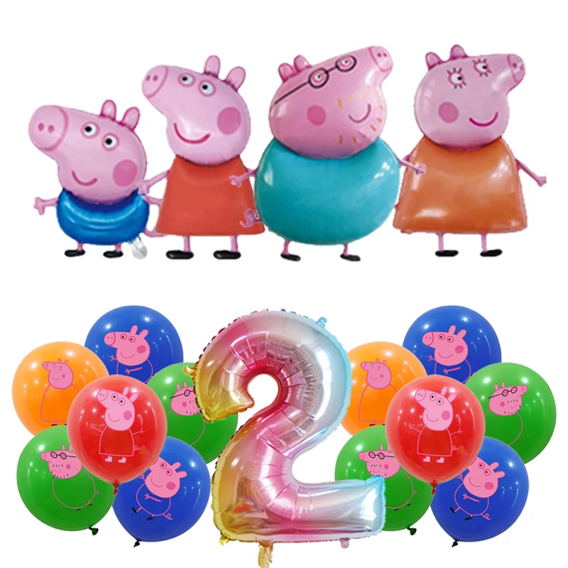 Peppa Pig Birthday Party Decoration Foil Latex Balloon For Kid Event Supplies Banner Backdrop Disposable Tableware Plate Cup - Image 4