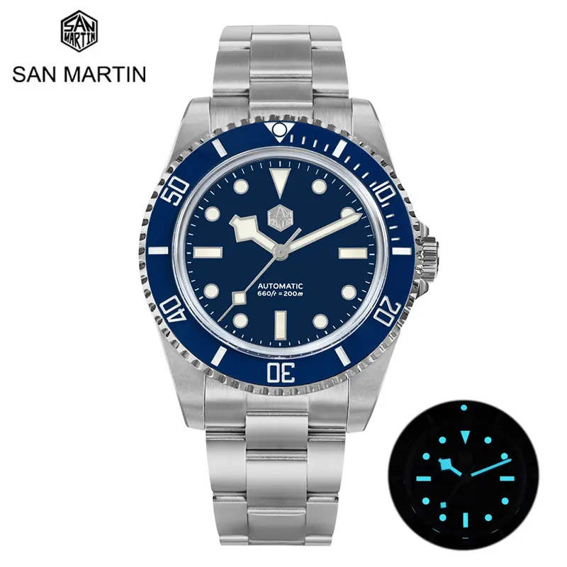 

San Martin New 40mm Watch for Men Classic Luxury YN55 Diver Water Ghost Automatic Mechanical Clock Sapphire Waterproof 200m BGW9