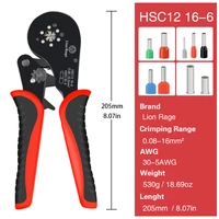Outil de sertissage de virole HSC12 16-6, Mini pince à bornes tubulaires pour bornes de grande taille, pinces électriques 0.08-16mm2/30-5AWG 2