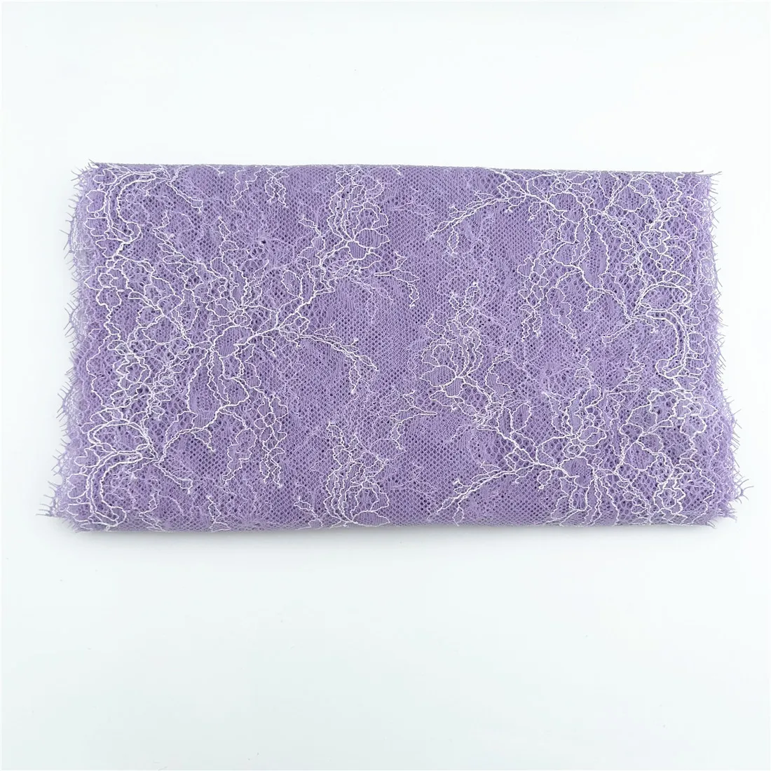 3y/lot Width 9 1/4 inch 2-Tone 23.50cm Pale Purple Non-Elastic Eyelash Lace Trim Lingerie Sewing Craft DIY Apparel Fabric Lace 2