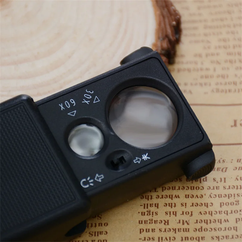 Jewelry Magnifier 30X 60X Pull-type Mini Pocket Hand Magnifying Glass Portable Microscope Loupe Optical Lens Tool LED Light jewelry magnifier jewelry magnifying glass magnifying glass