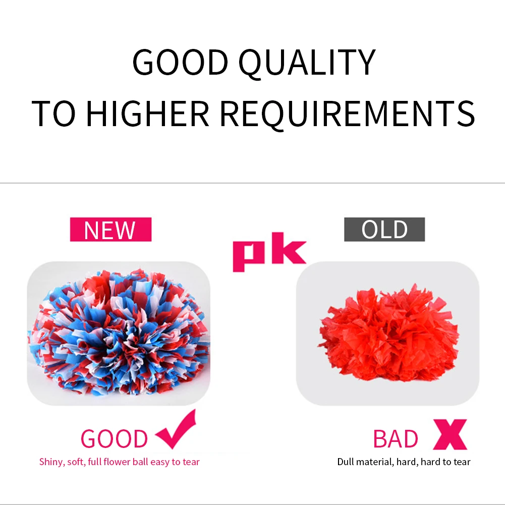 Cheerleading Pom Poms, Hand Flowers Cheerleader Pompoms for Sports Cheers Ball Dance Fancy Dress Night Party