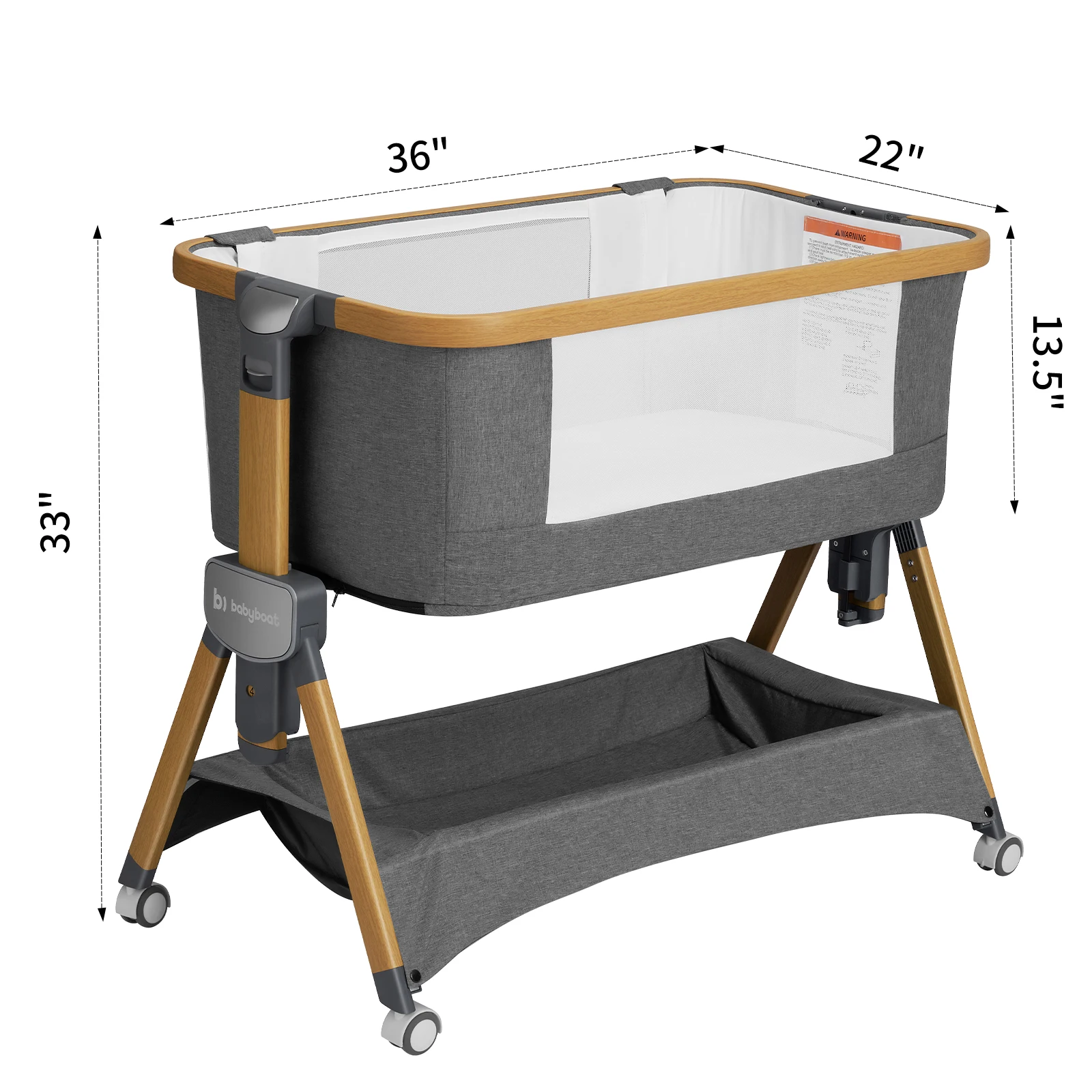 Cozy2 Baby Bedside Bassinet Sleeper Portable Travel Bassinet with Bigger Wheels 3 in 1 Crib with Mattress, Storage Bask