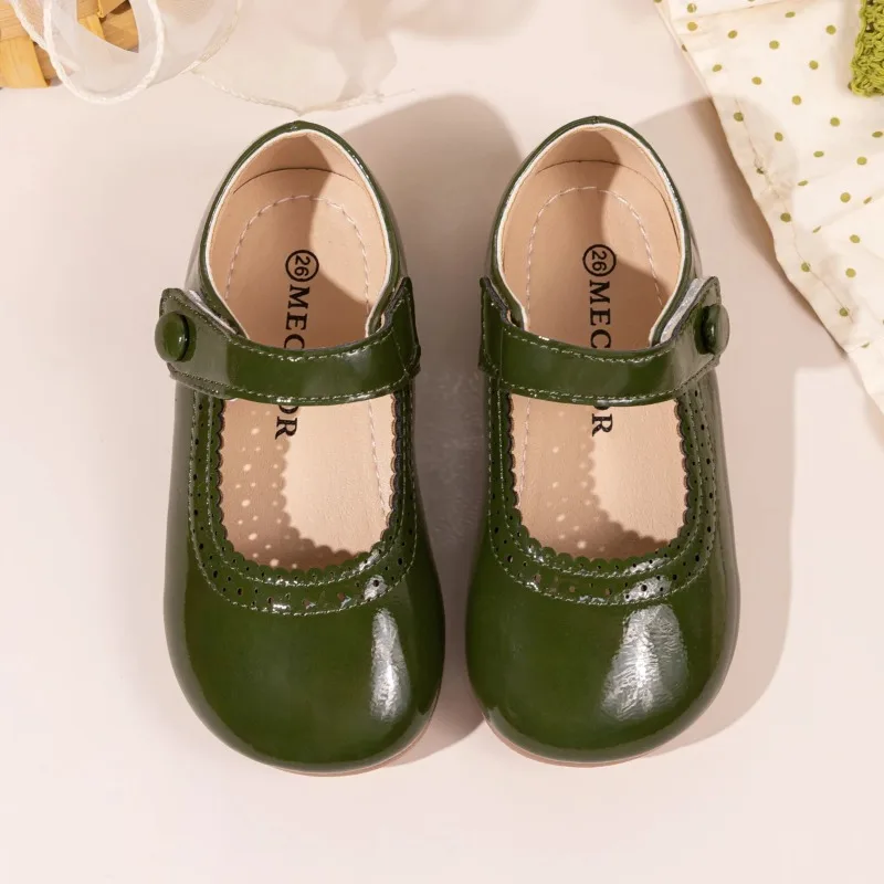 Girls' Leather Shoes 2026 Spring/Autumn New Simple Solid Color Kid's Princess Single Shoes Lightweight Children's Shoes 21-30 - 4
