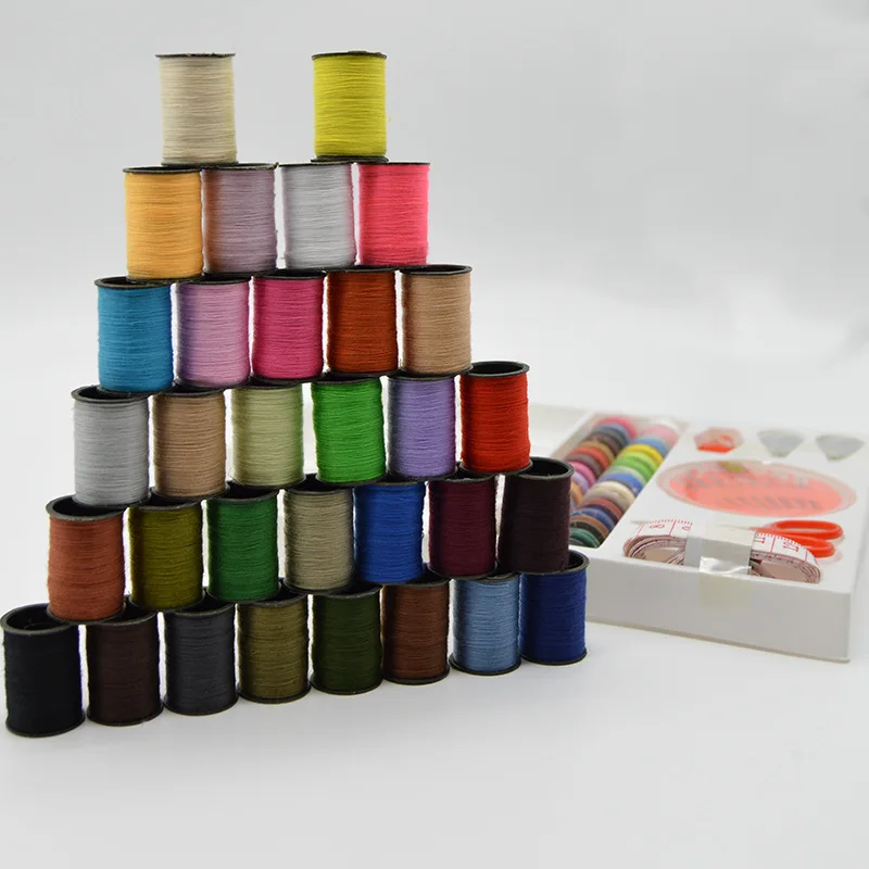 64 Spools Craft Scissor Stitches Needles Tools Sewing Machine Accessories Multicolor Sewing Threads Sewing Tools Kit Sewing Box - 3
