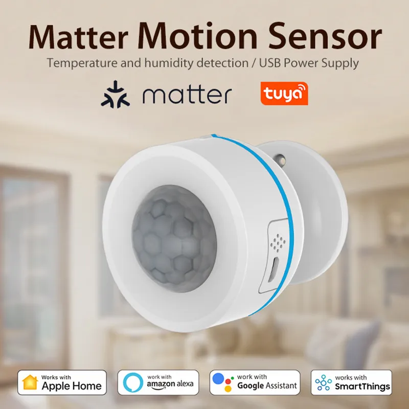Tuya Matter Thread PIR Motion Detector Wireless Human Body Infrared Detector Wor