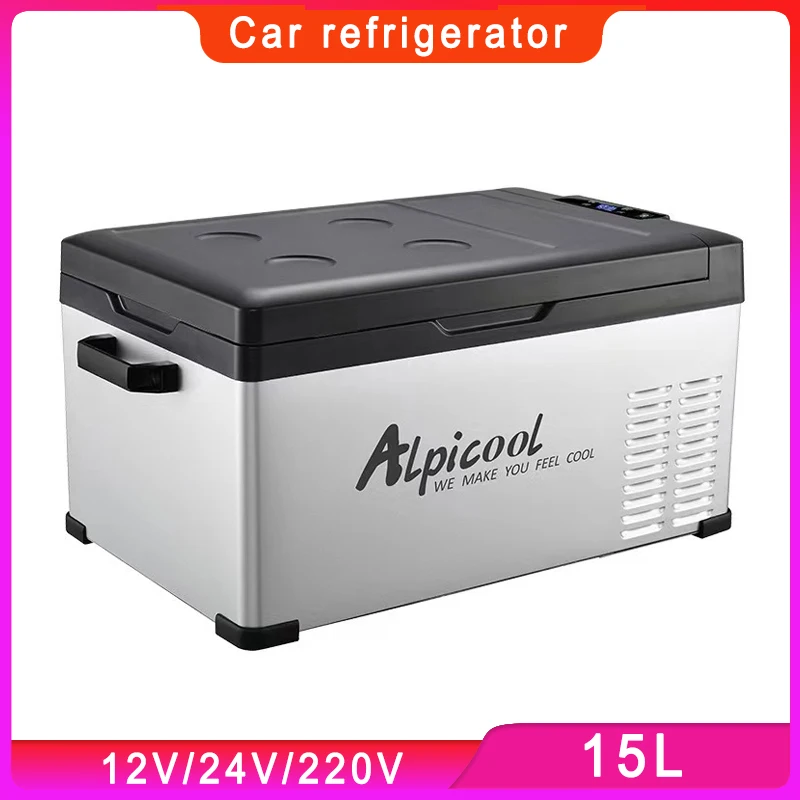 15L Alpicool Compressore Refrigerazione 12V/24V Auto Casa Frigorifero 220V Mini Frigo Portatile Congelatore Dispositivo Di Raffreddamento Picnic All'A