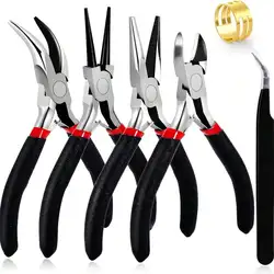 Deluxe 4-Piece Jewelry Pliers Tool Set - Essential Crafting Kit with Needle Nose, Chain Nose & Round Nose Pliers (6PCs)